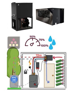 Wine cellar air conditioner 1050 watts - Chill water loop technology - Top of the door - 12m connection - Cooling and Humidifying FRIAX