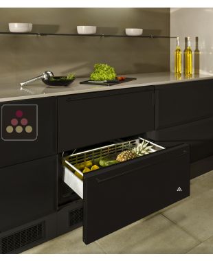 Built-in Drawer fridge with Black steel front NORCOOL