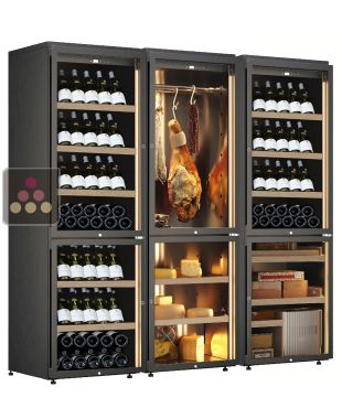 6-temperature combination: 3 wine cellars for serving or storage, 1 cured meat cellar, 1 cheese cellar and 1 cigar cellar CALICE