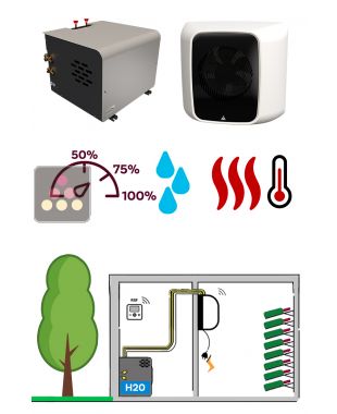 Air conditioner for natural wine cellar 1130 Watts - Wall evaporator - Water-cooled condensing - Cold, humidifier and heating  FRIAX