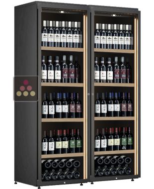 Combination of 2 single-temperature freestanding wine cabinet for storage or service - Standing bottles CALICE