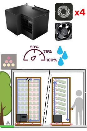 Monobloc air conditionner 2 temperatures for wine cabinet 800W - Down evacuation - Cooling and humidifying