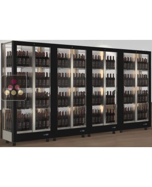 Combination of 4 professional multi-purpose wine display cabinet - 4 glazed sides - Interchangeable magnetic cover CALICE DESIGN