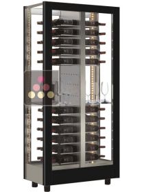 Multi-temperature wine display cabinet for storage and service - 4 glazed sides - Mixed shelves CALICE DESIGN