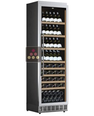 Single temperature built in wine storage and service cabinet - Stainless steel front - Inclined bottles and sliding shelves CALICE