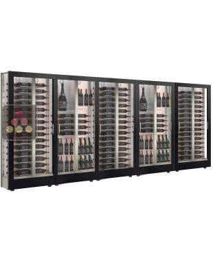 Combination of 5 professional multi-temperature wine display cabinets - 36cm deep - 3 glazed sides - Magnetic and interchangeable cover CALICE DESIGN