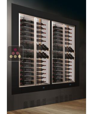 Built-in combination of two professional multi-temperature wine display cabinets - Mixt equipment - Flat frame CALICE DESIGN