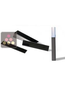 Pack of 20 black aluminum TRANSTHERM shelf labels with a white pen TRANSTHERM