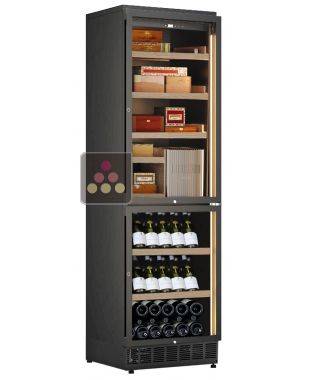 Built-in combination of a cigar humidor and a single temperature wine cabinet CALICE