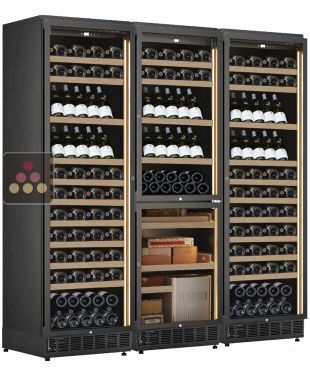 Built-in combination of 2 wine cabinet, and 1 wine & cigar cabinet CALICE