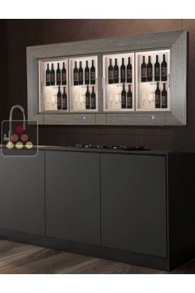 Built-in combination of 2 multi-temperature wine display cabinets - 36cm deep - Standing bottles - Flat frame