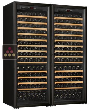 Combination of 2 single temperature wine cabinets for ageing and storage - Sliding shelves ARTEVINO