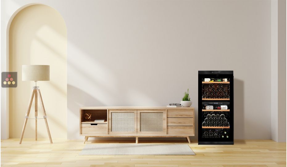 Connected 2 temperature wine cabinet for service and storage 