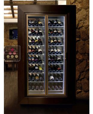 Wine display cabinets for central installation for 2 facings - Home - Flat frame - Inclined bottles CALICE DESIGN