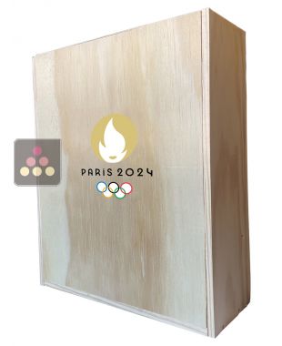 Wooden storage box in maritime pine with coloured paper crimping Ma Cave à Vin