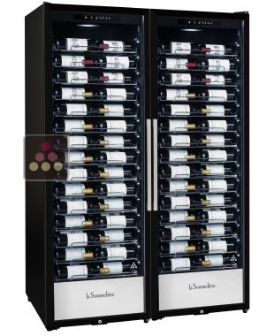 Combination of 2 single-temperature wine cabinet for service or storage La SOMMELIERE