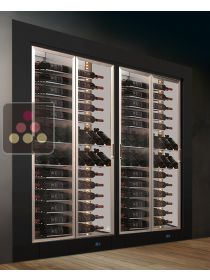 Built-in combination of two professional multi-temperature wine display cabinets - Mixt equipment - Flat frame CALICE DESIGN