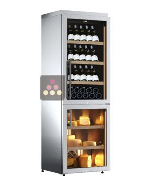 Combination of wine & cheese cabinets - Stainless steel cladding - Inclined bottles CALICE