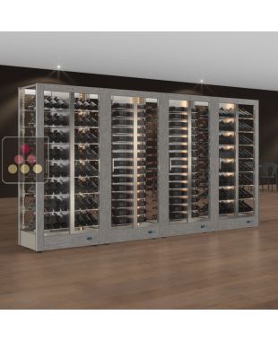 Combination of 4 professional multi-purpose wine display cabinet - 4 glazed sides - Magnetic and interchangeable cover CALICE DESIGN