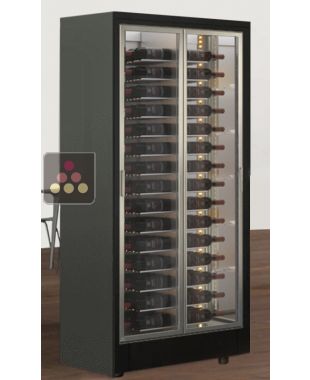 Wine display cabinet, single glass front - 36cm deep - Free standing - Horizontal bottles - FIT frame CALICE DESIGN