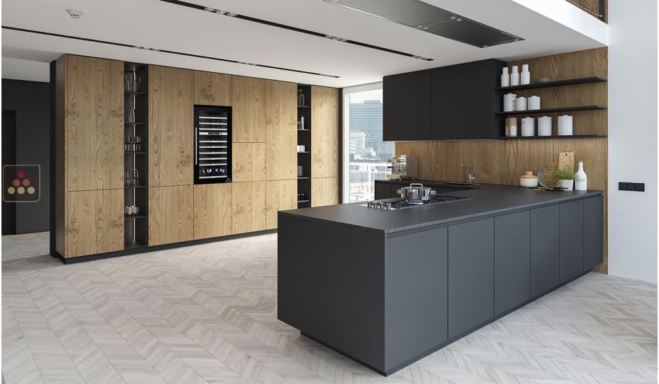 Dual temperature built in wine cabinet for service and ageing self-ventilated