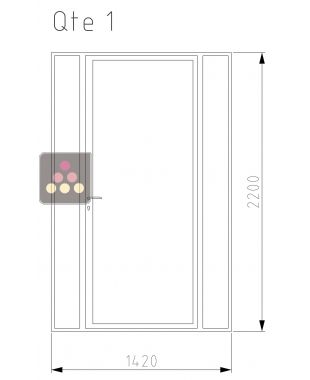 Powder-coated steel door Larg 1.42 m * hauteur 2.2 m with an entrance door Ma Cave à Vin