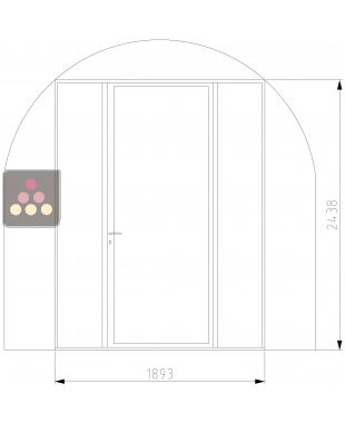 Straight powder-coated steel door Larg 1.89 m * hauteur 2.44 m with an entrance door Ma Cave à Vin