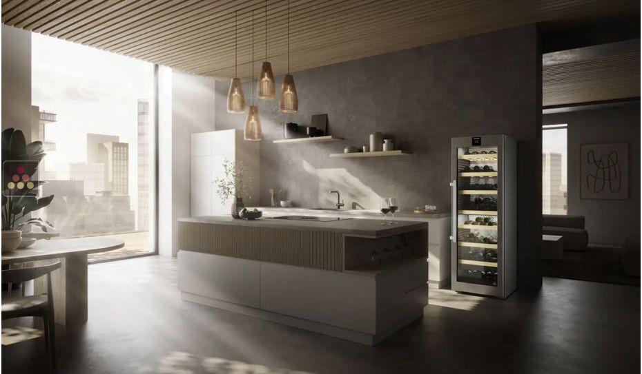 Dual temperature wine cabinet for ageing or service