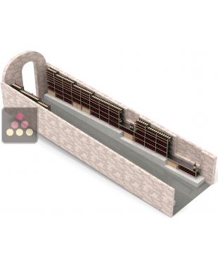 Cellar fittings with steel structure and wooden strips for 1346 bottles - Custom-made - Essentiel System ARCHITECTURE INTERIEURE DU VIN