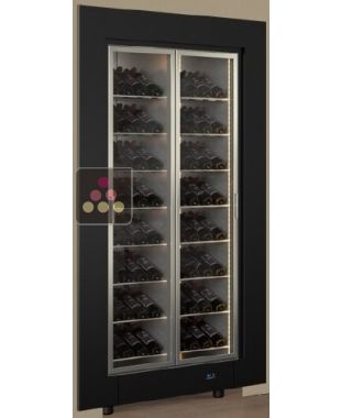 Built-in multi-temperature wine display cabinet - Inclined bottles - Flat frame CALICE DESIGN