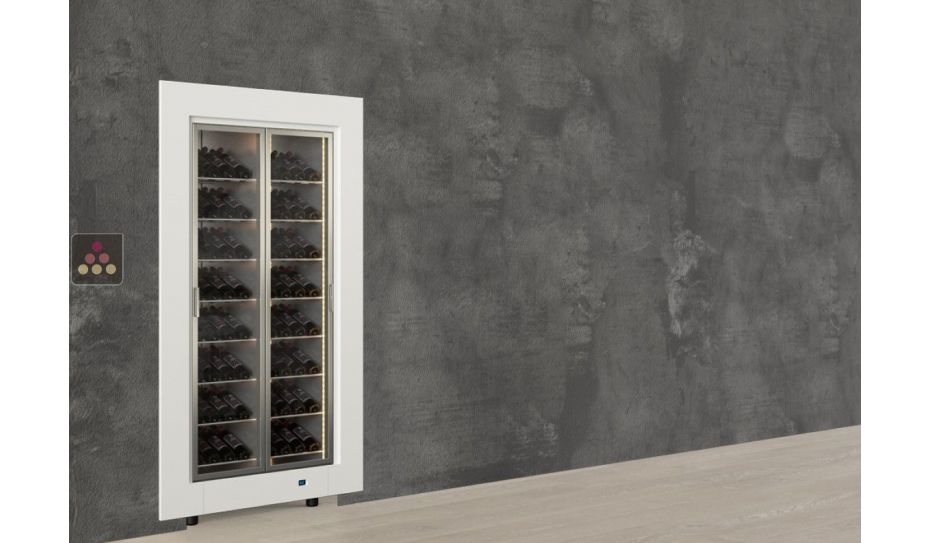 Built-in multi-temperature wine display cabinet - Inclined bottles - Flat frame