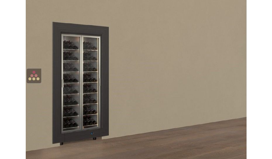 Built-in multi-temperature wine display cabinet - Inclined bottles - Flat frame