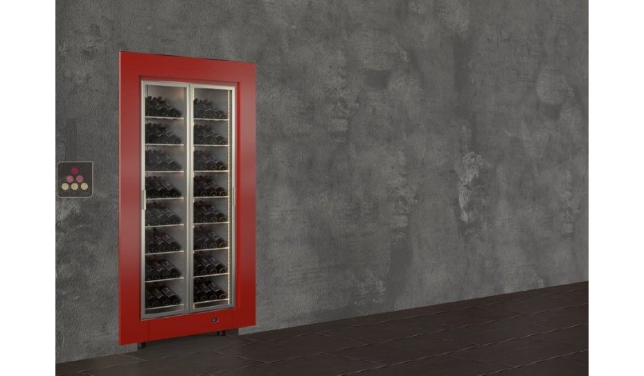 Built-in multi-temperature wine display cabinet - Inclined bottles - Flat frame