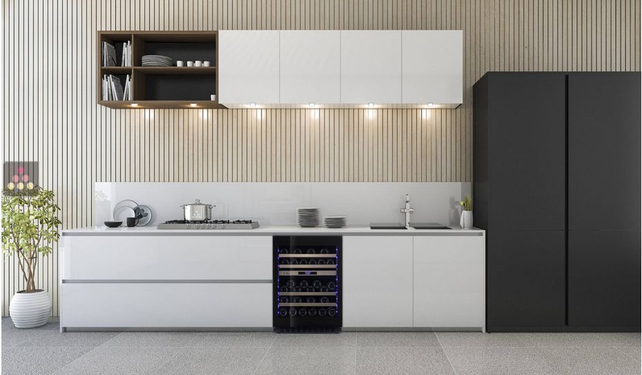 Dual temperature built in wine cabinet for storage and/or service 