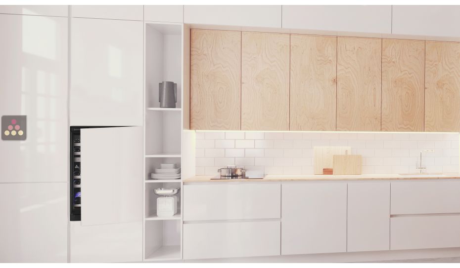 Dual temperature built in wine cabinet for service or aging self-ventilated with a customizable front