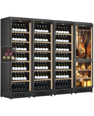 Built-in combination of 3 wine cabinet, and 1 cheese & cold cuts cabinet CALICE
