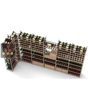 Cellar fittings with steel structure and wooden strips for 660 bottles - 6 wooden cases - 20 magnums - Custom-made - Essentiel System ARCHITECTURE INTERIEURE DU VIN