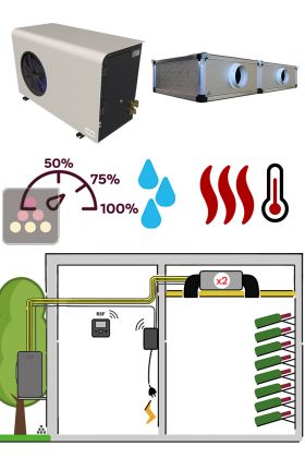 Air conditioner for wine cellar 3340W - Ductable evaporator - Cooling, Heating and Humidifying