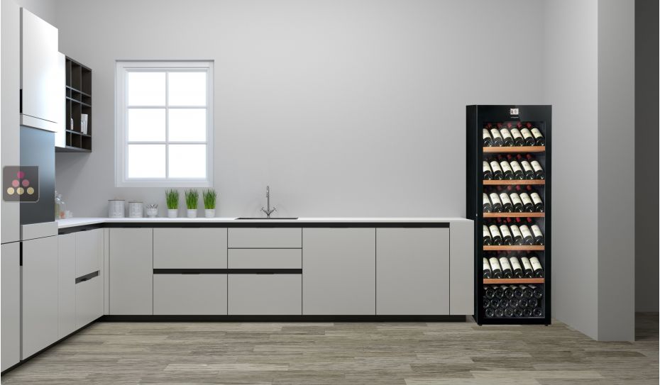 Multi-temperature wine storage and service cabinet
