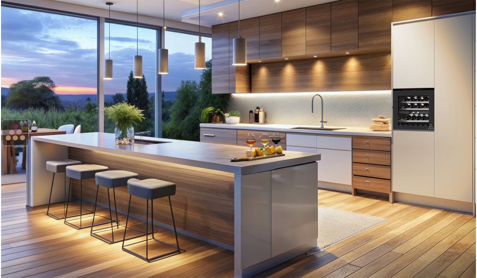 Dual temperature built in wine cabinet for service self-ventilated - Push open door