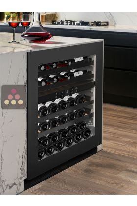 Dual temperature dark inox built in wine service cabinet - 72cm push-open Door
