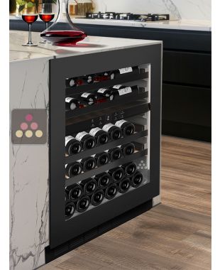 Dual temperature dark inox built in wine service cabinet - 72cm push-open Door NESTOR M WINE