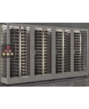 Combination of 4 professional multi-purpose wine display cabinet - 3 glazed sides - Magnetic and interchangeable cover - Lying bottles CALICE DESIGN