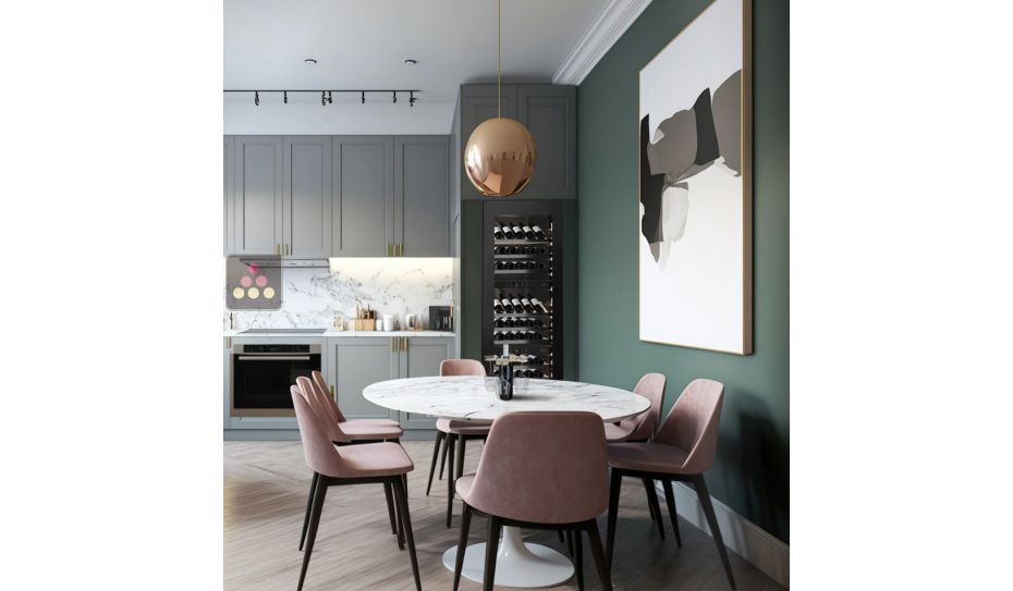 Built-in 3 temperature wine cabinet for service