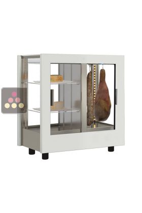 Refrigerated display cabinet for cheese and cured meat presentation - 4 glazed sides - Wooden cladding
