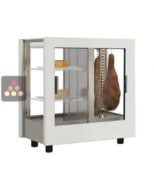 Refrigerated display cabinet for cheese and cured meat presentation - 4 glazed sides - Wooden cladding CALICE DESIGN