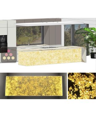 Kit of 2 synthetic glass panel with backlighting with white frame - Gold Pépites Inclusions Ma Cave à Vin
