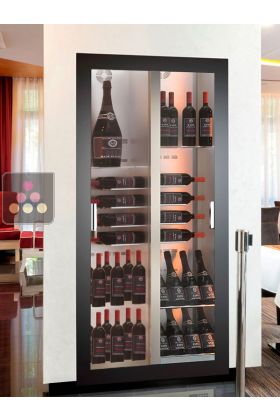 Built-in professional multi-temperature wine display cabinet for storage or service - 36cm deep - Mixed shelves