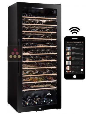 Connected mono or multi-temperature wine cabinet for service and storage with smart shelves La SOMMELIERE