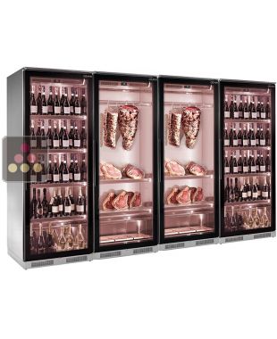 Combination of 2 refrigerated display cabinets for wine and 2 for meat maturation BRERA